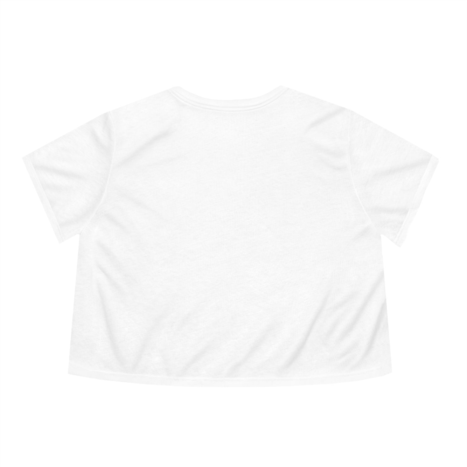 Blue Logo White Flowy Cropped T-Shirt