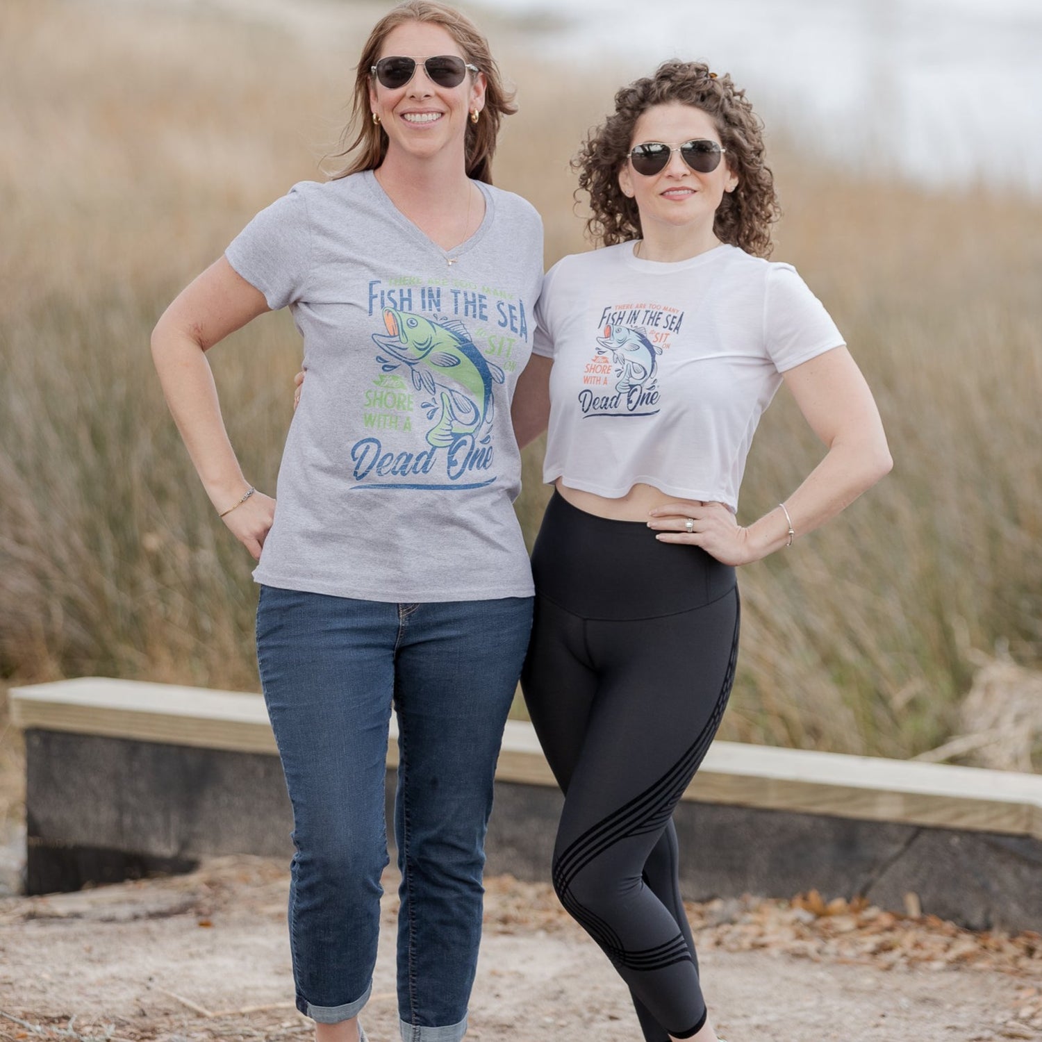 Blue Logo White Flowy Cropped T-Shirt